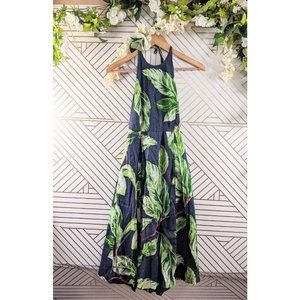 Ann Taylor Women's Tropical Halter Dress With Pockets Sleeveless Summer Size 2P